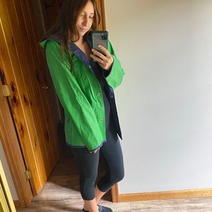 Green rain coat